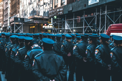 NYPD officers standing in rows