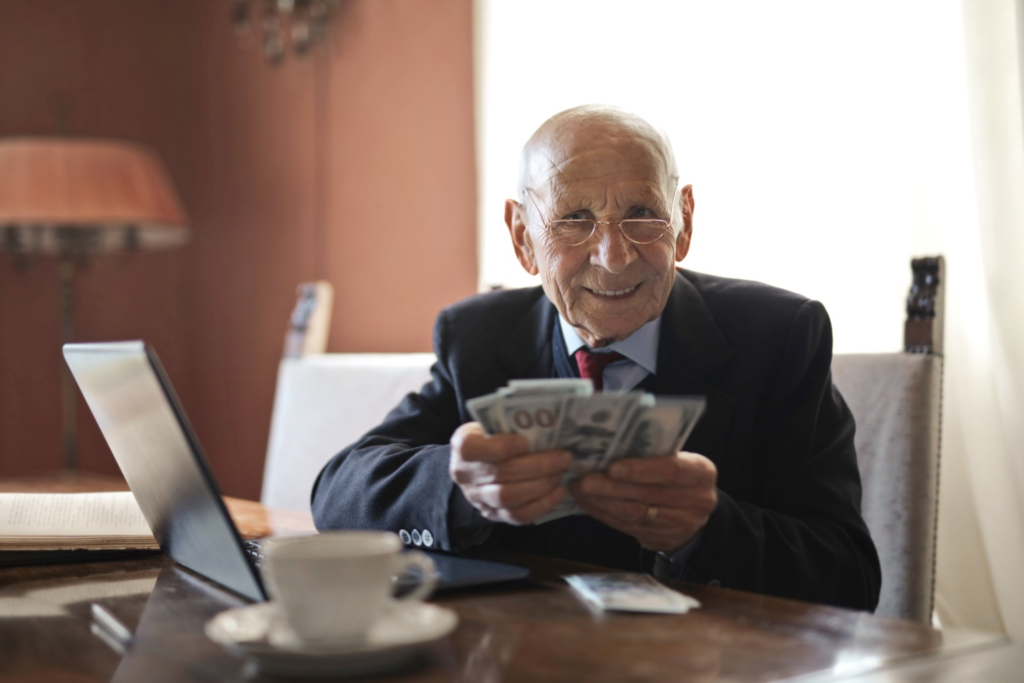 A person holding their pension funds