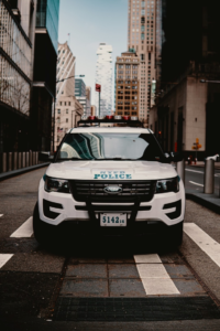 A parked NYPD vehicle