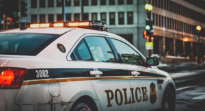 Police car on the road