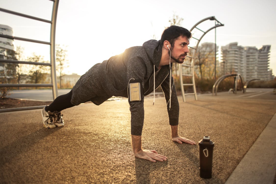 A man doing push-ups