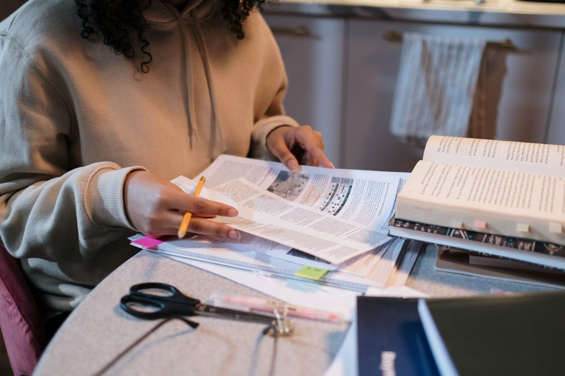 A person studying