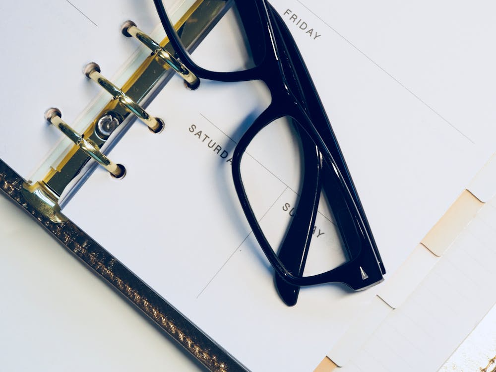 Eyeglasses on a study plan