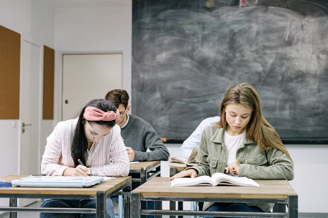People taking an exam